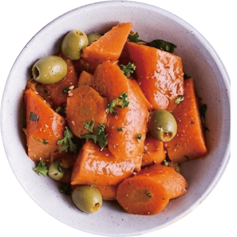 Carrots with green olives and parsley
